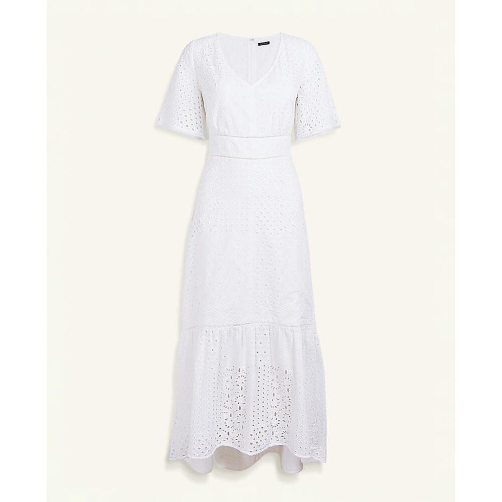 Ann Taylor White Eyelet Short Sleeve Hi Low Dress Size 0 - Picture 7 of 7